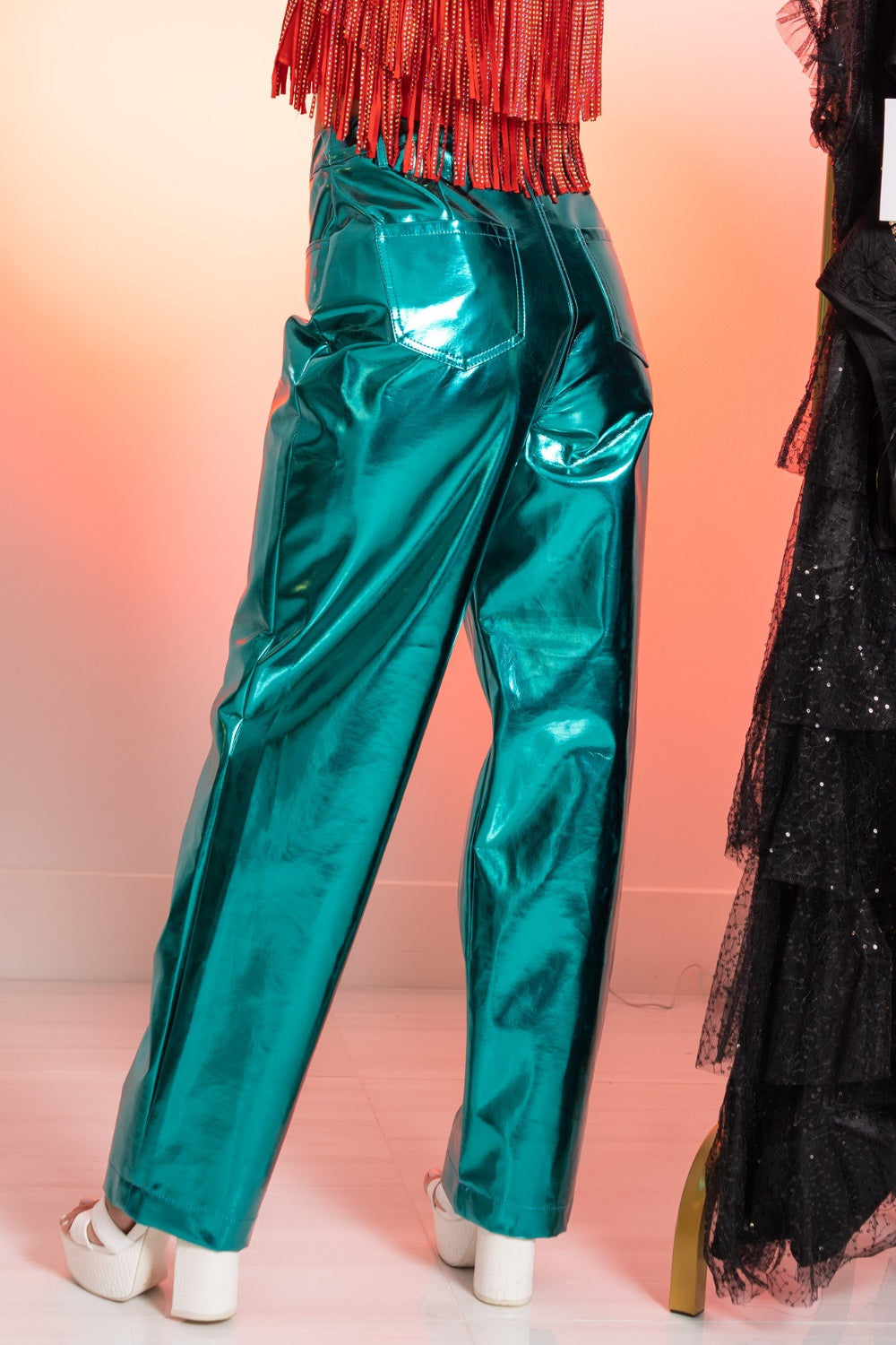Lupe Metallic Aquamarine Trouser / The Bang Bang Shop