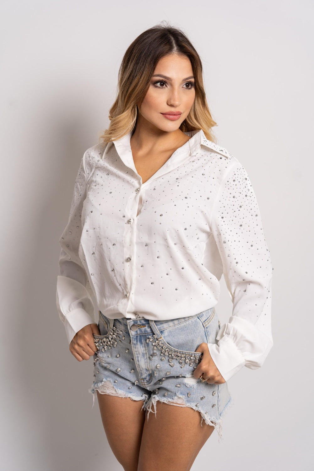 Starburst Button White Shirt / The Bang Bang Shop