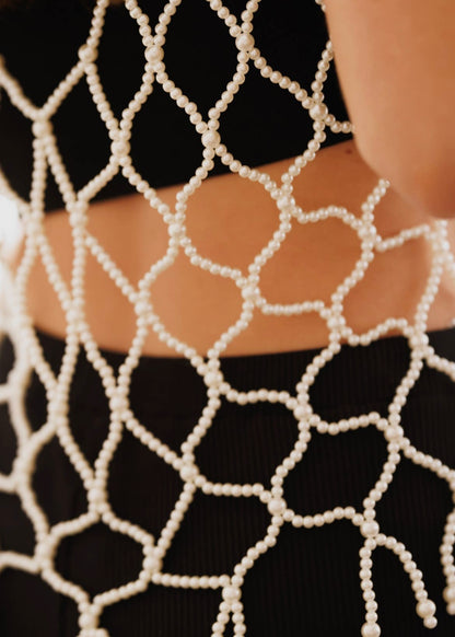 Beaded Pearl net top